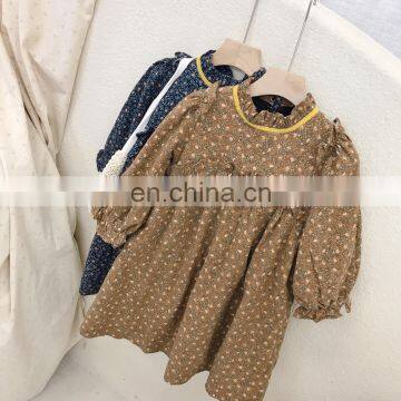 Children's dress 2020 late autumn early winter Korean children's clothing girls plus velvet floral cotton brushed dress