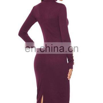 Women's Stretch Slim Turtleneck Knit Dress European and American Fashion Bottoming Sweater Long Skirt photo-3