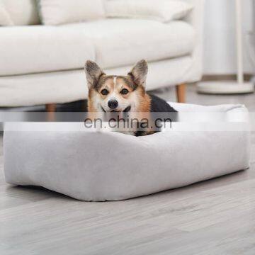 Rectangle Dog Bed Soft Velvet Fabric Pet Bed for Dogs & Cats With Non Slip Bottom photo-3