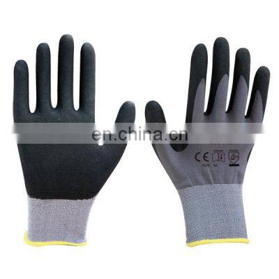 15G Nylon Spandex Breathable G-Grip Washing Nitrile Micro Foam Coated Gloves For Germany Market