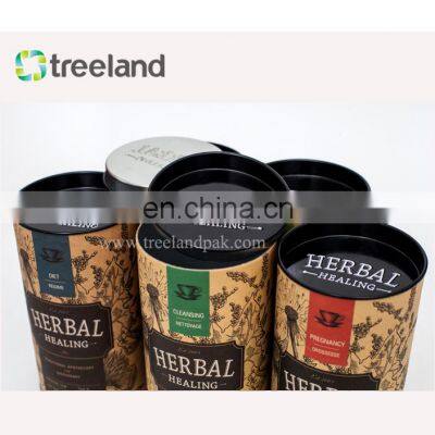 Popcorn Paper Canister Herb Tin Box Kraft Tube With Black Tin Lid photo-5