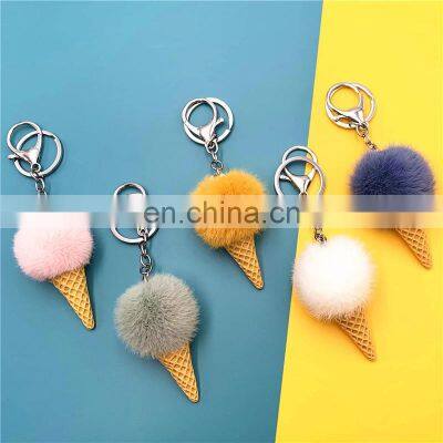 Custom Car Key Chain Fruit Keychain Student Cute Bag Pendant Ice Cone Plush Car Key Chain Pendant Keychain Creative Gift