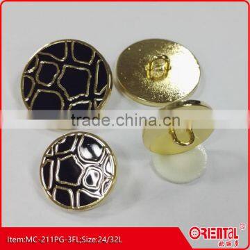 U shank metal gold button with enamel