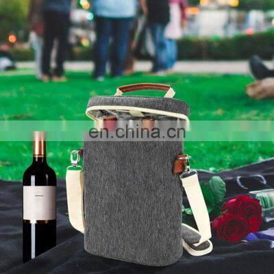 Top Rated Picnic Cotton Eco Friendly Insulated Red Travel Christmas Bottle Cooler Wine Gift Bag photo-2