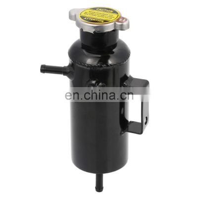 0.4L Engine Polished Black Aluminum Oil Catch Can Breather Coolant Tank With 9mm Fitting