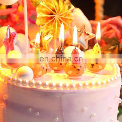 4Pcs/Pack Birthday Cake Candle Cute Hat Mini Bear Decoration Candle For Kid's Birthday Party Creative Scented Candle