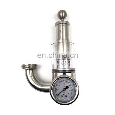 Sanitary Relief Pressure Valve Stainless Steel Exhaust Valve Adjustable Bunging Valve With Gauge Fermenter