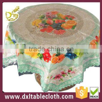 Fruit outdoor decorat printed plastic transparent table cover --green