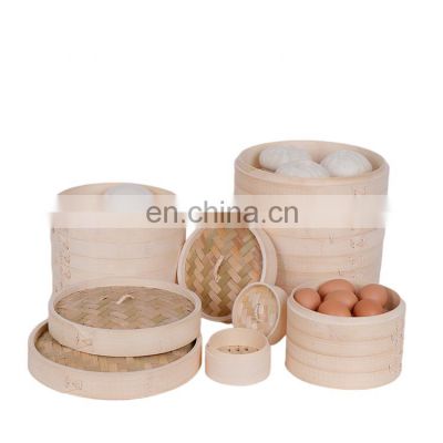 2 Tier Kitchen Bamboo Steamer for Asian Cooking Buns Dumplings Vegetables Fish Rice