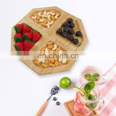 Home Collection Premium Bamboo Wood Square Shape Wedding Serving Tray Bowl Plate For Snack Cake Fruit Nuts photo-5
