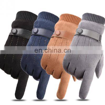 Cheap women men fleece lined suede fabriccar bike winter warm hand bicycle cycling driving gloves