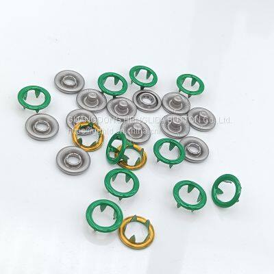 HLD factory wholesale green color BRASS&SS 16L 18L Cap Prong snap button for clothes