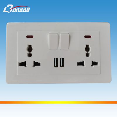 146 Double Type 3pin universal Socket with Type C USB