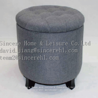 Linen Round Storage Stool