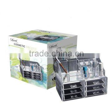 High quality custom clear acrylic makeup organizer with handle