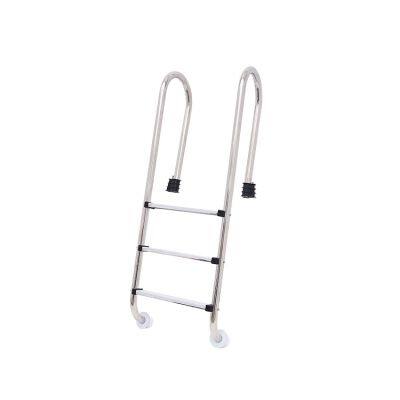 High Quality SS Steel Frame 4-Step Ladder for Above Ground Swimming Pool With Non-Slip Plastic Steps photo-2