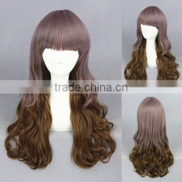 High Quality 65cm Medium Long Wave Color Mixed Lolita Wig Synthetic Anime Wig Cosplay Hair Wig Party Wig