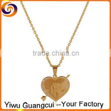 2016 new Stainless steel Rose Gold Cupid's arrow of love heart necklace