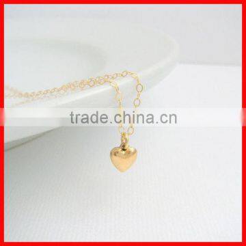 12mm heart shaped 925 sterling silver 18k yellow gold women lover necklace