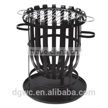 Steel basket bbq grill and fire pit