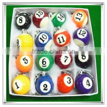 16pcs Per Box Billiard Ball Style Keychain For Gift