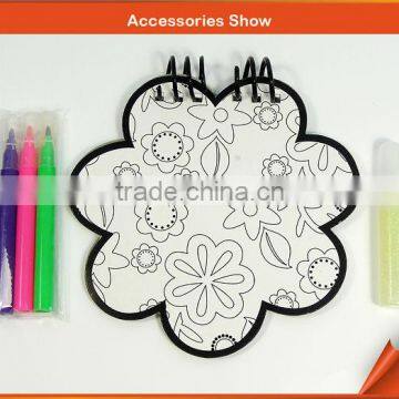 DIY kids painting arts for flower shaped notebooks