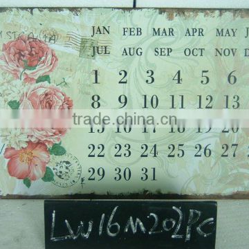 Recycled Vintage Tin Mounted Wall Calendar Design