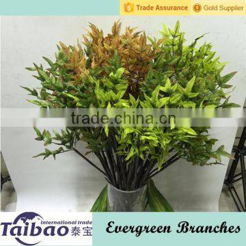 Evergreen leaves artificial decorative tree branch