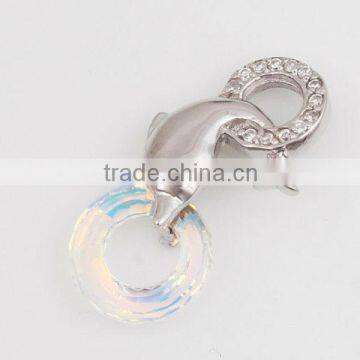 Fancy Dolphin&Two Hoops 925 Sterling Silver with CZ Stone Pendant