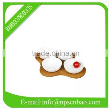 bamboo bowl tray with 4 places