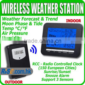 RCC DCF Wireless In/Outdoor Thermometer Humidity Air Pressure Weather Station