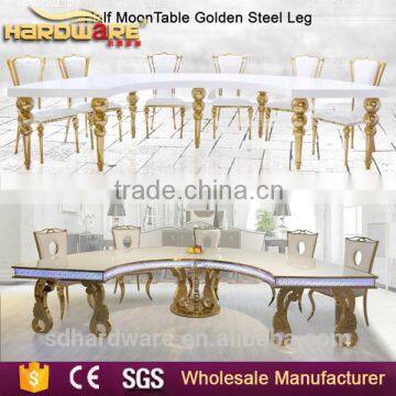 New design Sound induction LED stainless steel base high gloss top banquet table