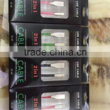 Rhombus Zinc Alloy Connector USB Cable 2 in 1 for IPhone and Andoird photo-4