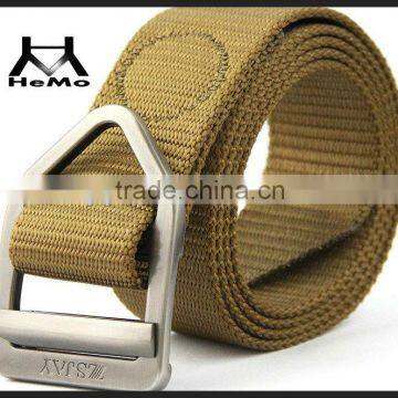 men's military fabric belt with fancy buckle