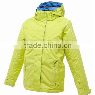 Women yellow ski jacket with hood