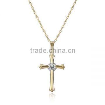 14k Yellow Gold-Filled Silver Metal Cross Pendant Necklace