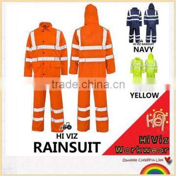 Polyester/PVC hi vis security rainsuit reflective tape for clothing