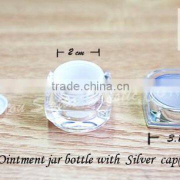 luxury packaging cosmetic acrylic silver 5g, screw top plastic containers, acrylic face cream jars