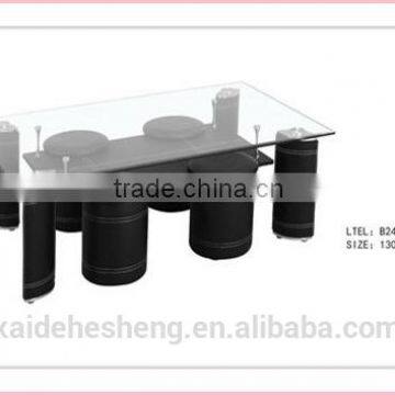 future furniture pu cover mdf small glass dining table made in china