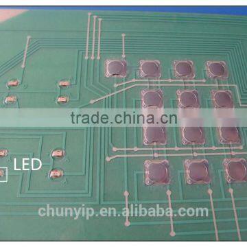 Tactile metal dome switch with placed LED circuit