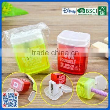 Single hole plastic pencil sharpener for promotion with oem logo