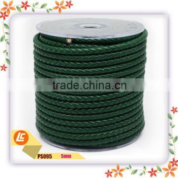 green 5mm genuine calf leather braiding cord in bulk sale