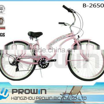 2016 NEW fashion design colourful lady chopper bicycle beach cruiser bike/High quality beach cruiser frame/26 inch beach cruiser