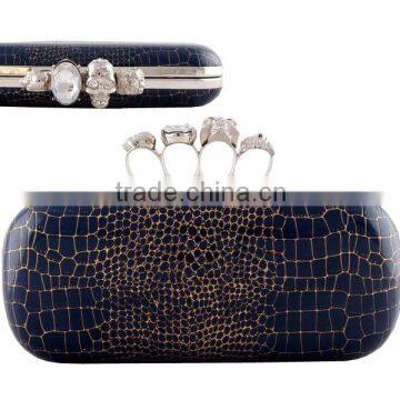 Luxury crown clutch bags snake skin evening bags women