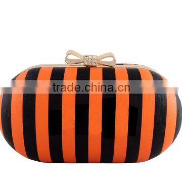 EV3041 Black and Yellow Stripe Printed Lady Evening Party Bag