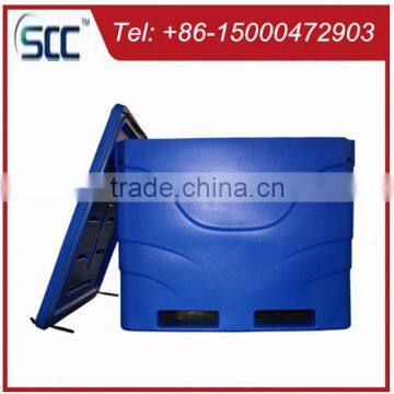 Fish carrier cooler for storage, extra-large insulated fish bin, plastic container for holding fish