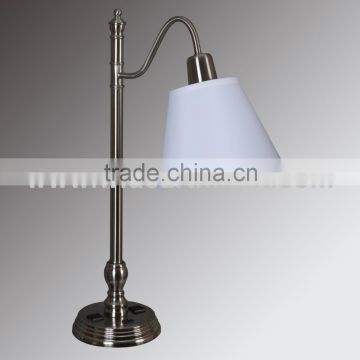 UL CUL Listed Brushed Nickel Hotel Bedroom Table Lamp With 2 Outlet And Base Switch T20039