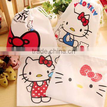 Creative hello kitty non woven drawstring bag shoes bag sets for girls