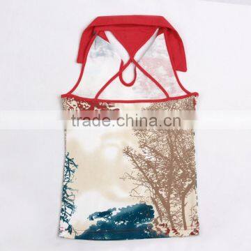 (N2695) 3-8Y Two Color Children Polo Neck Girl Tank Top Chinese National Styles Cotton Vest for Baby photo-3