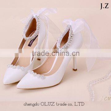 OW19 Wholesales Wedding White lace high heel lady wedding shoes